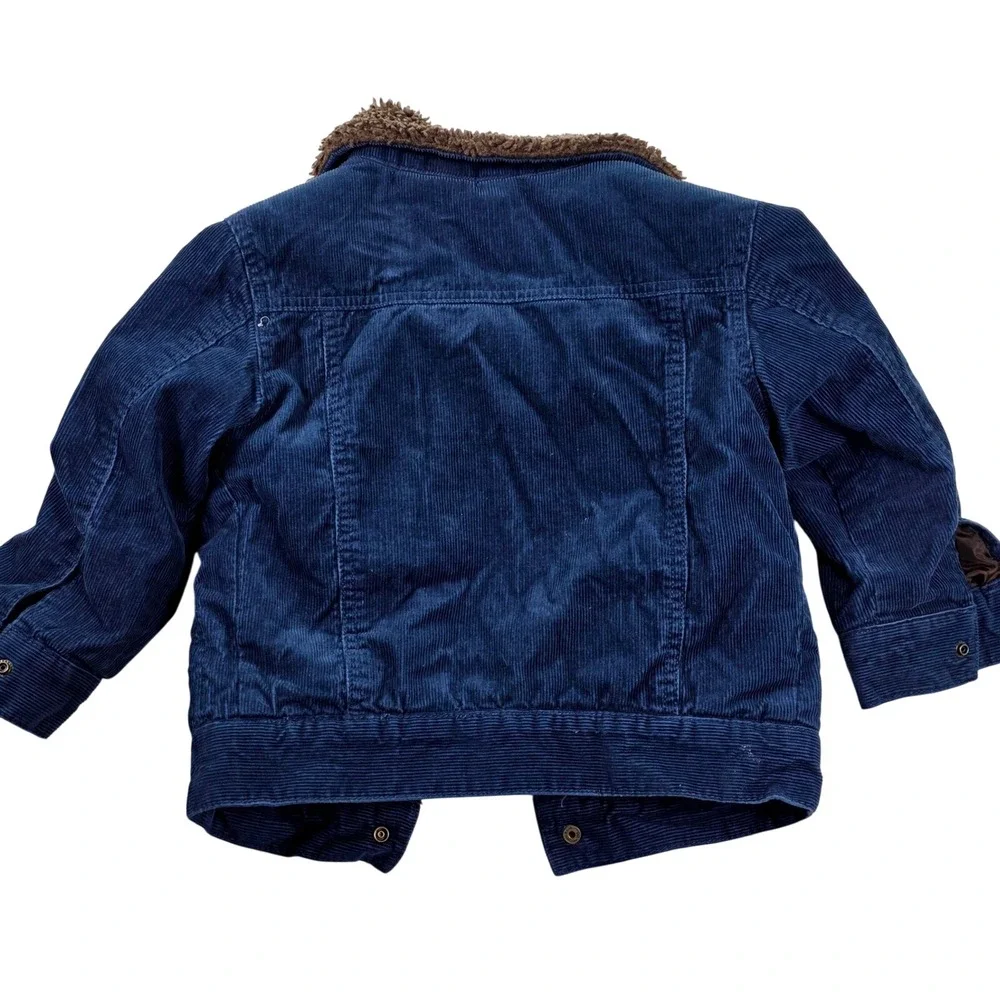 GapKids Corduroy Sherpa Lined Trucker Jacket Navy Blue Brown Kids Size‎ XS